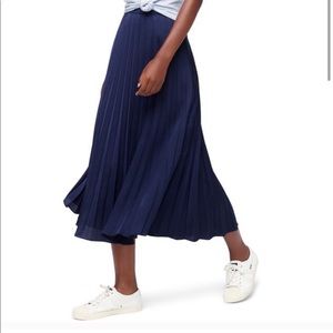 J. Crew Pleated Navy Midi Skirt